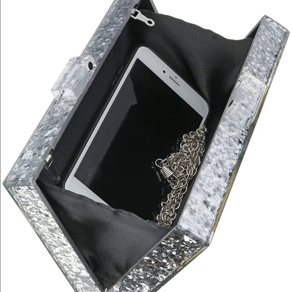 Glitter Blue eye acrylic clutch purse new - Picture 4 of 7